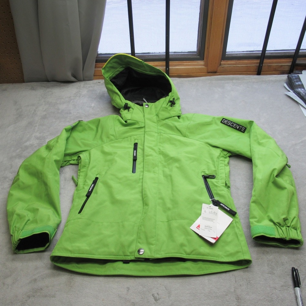 Descente Jacket Women 3‎ XS Green Hood Recco Zip Waterproof Snowboard $295 NWD